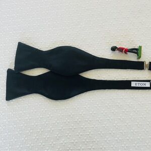 NWOT Eton Black Silk Bow Tie Made in Italy! Retail $135